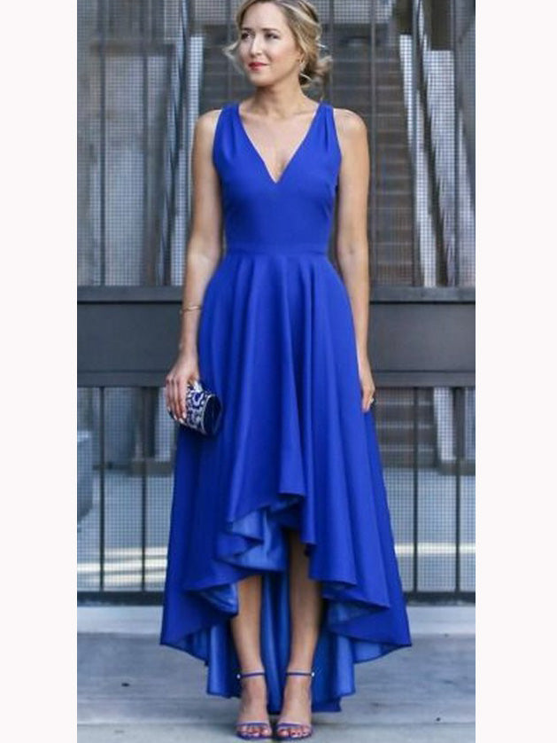 Royal Blue Straps High Low Prom Dress ...